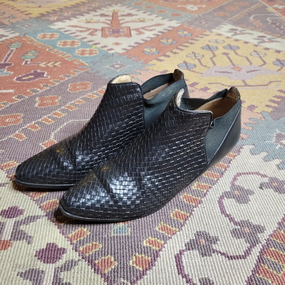 Wagner Woven Leather Booties Size 8